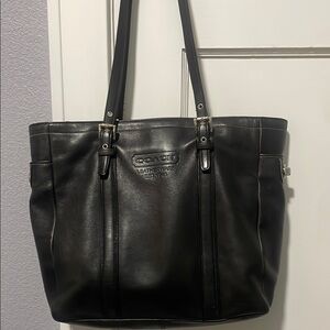 Coach Black Leather Tote Bag